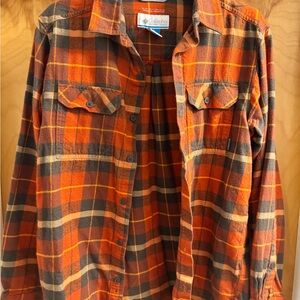 Columbia Brown and Orange Plaid Shirt